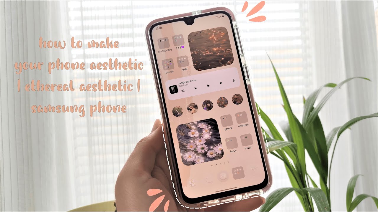 how to make your phone aesthetic | simple beige theme | ethereal aesthetic | samsung phone
