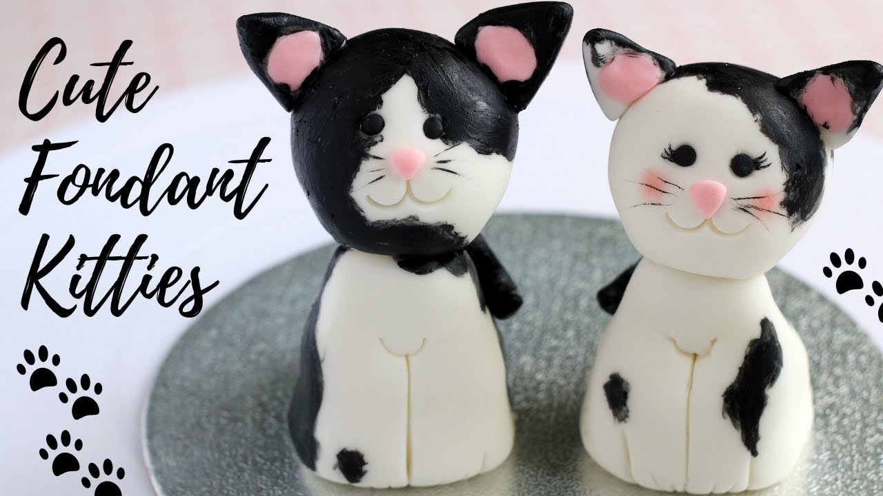 HOW TO MAKE CUTE FONDANT CAT CAKE TOPPER | FONDANT MODELLING | INTHEKITCHENWITHELISA
