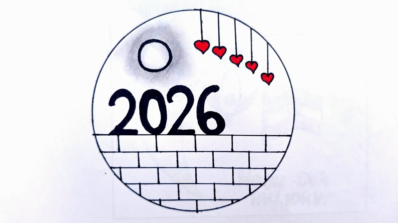 Happy New Year 2026 Circle Drawing/ How To Draw New Year Drawing