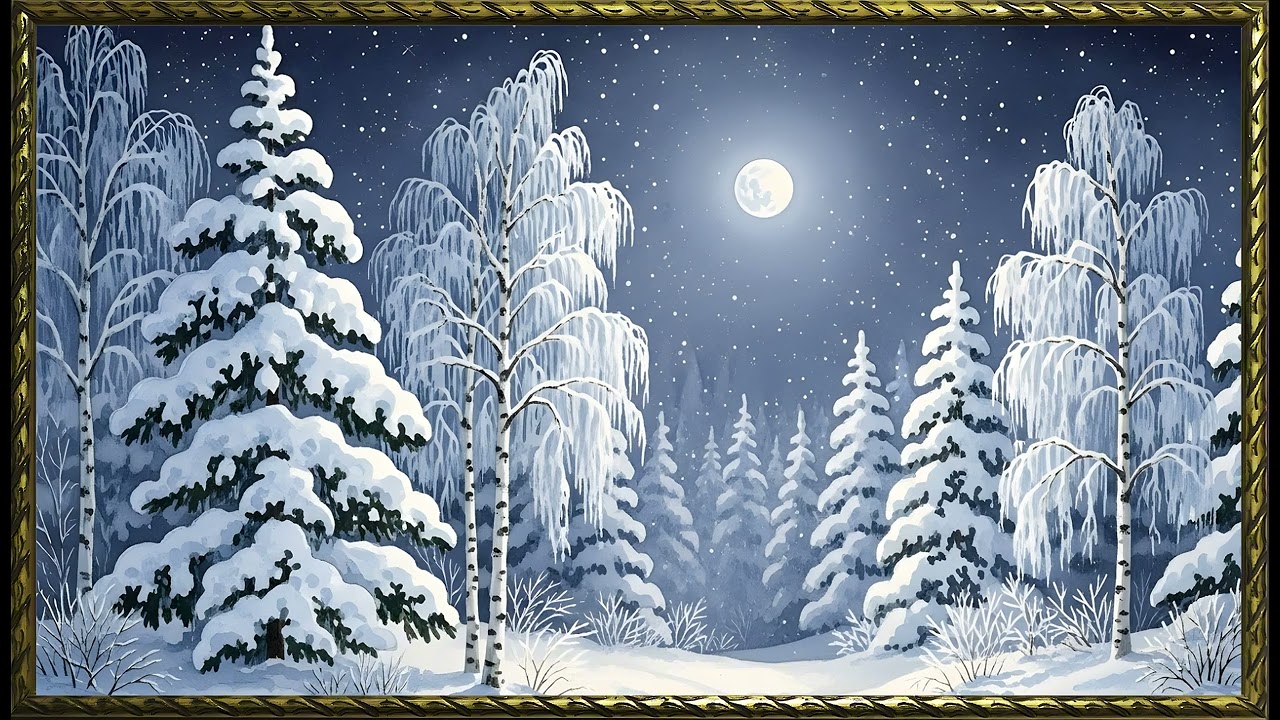 Vintage Winter Plains in Peaceful Quiet| Gold Frame TV Art | Art Screensaver for TV | Wall Art
