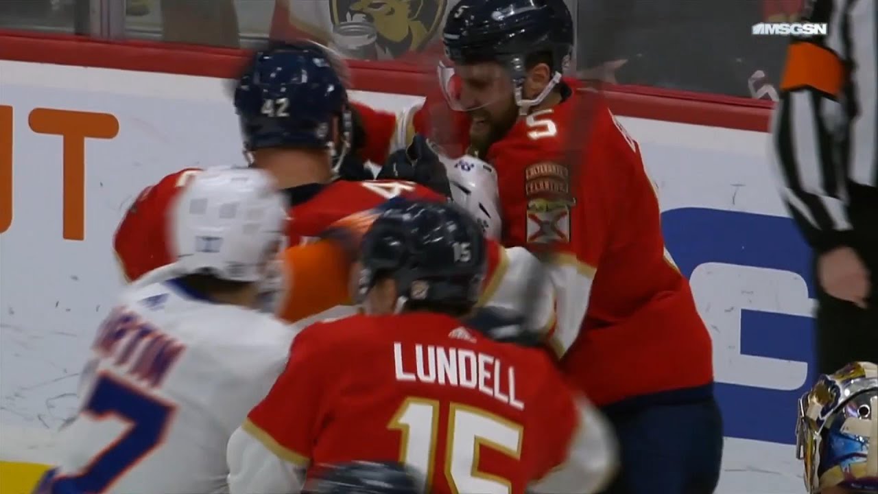 Kyle MacLean Whacks Anthony Stolarz Causing Aaron Ekblad To Respond