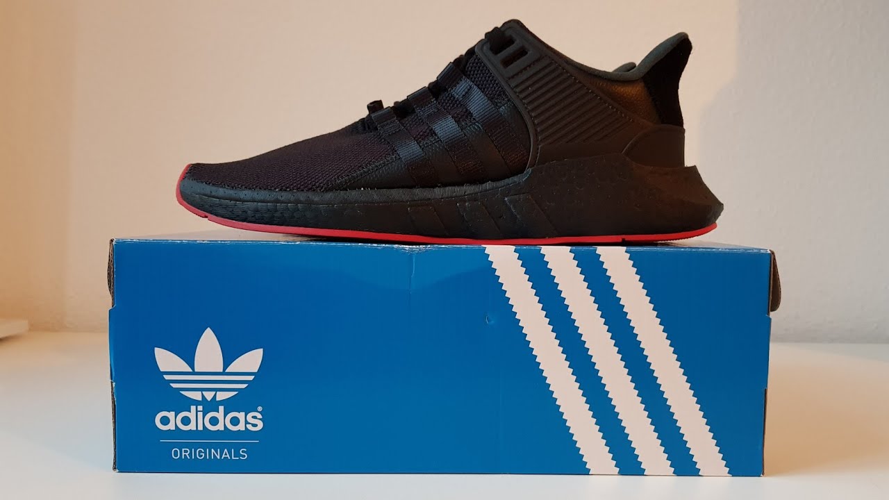 ADIDAS EQT SUPPORT 93/17 TRIPLE BLACK (RED CARPET) | UNBOXING + DETAILED LOOK | tiorafashion