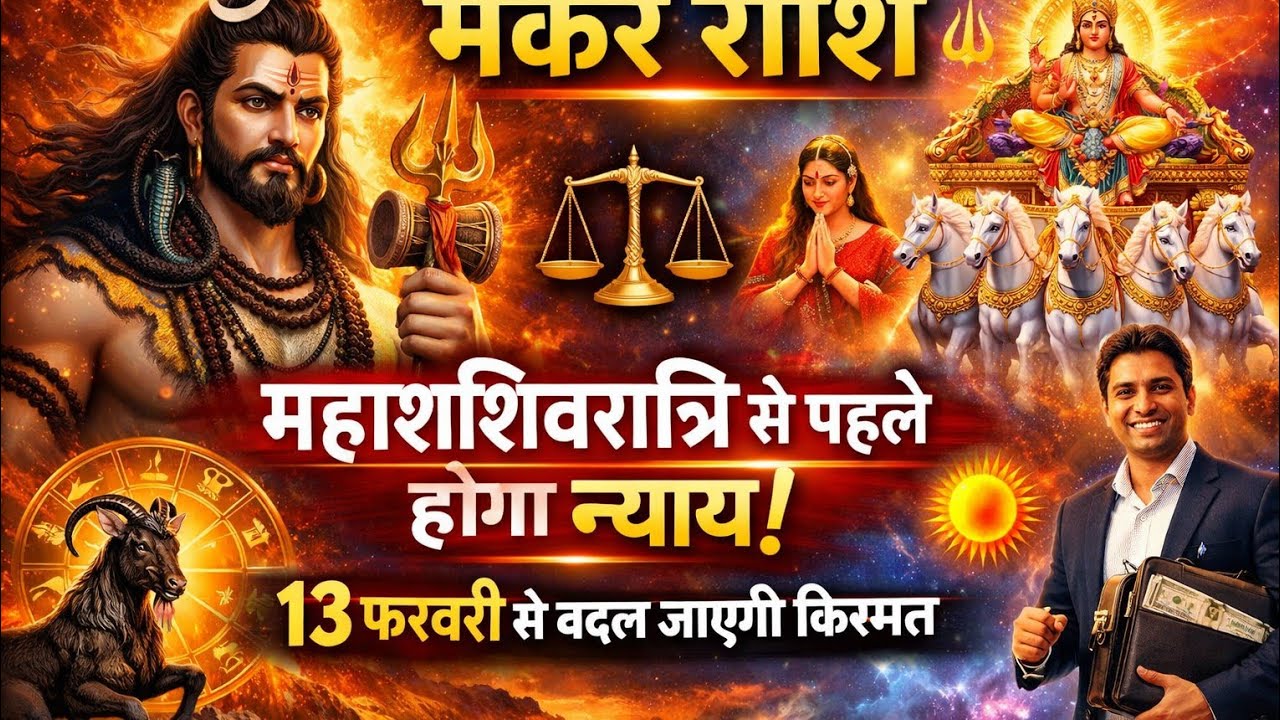 मकर राशि ⚖️ महाशिवरात्रि से पहले होगा न्याय! 13 फरवरी से बदल जाएगी किस्मत 🔱