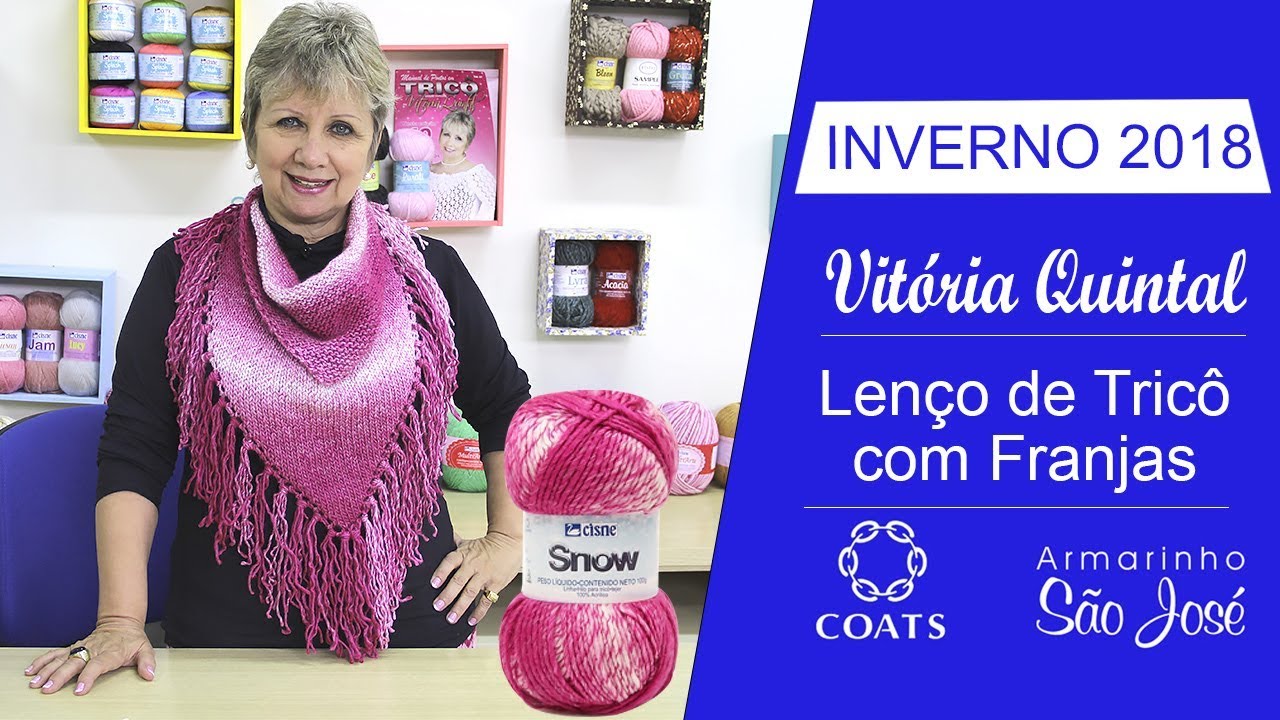 Lã Snow | Como Fazer Lenço de Tricô com Franjas