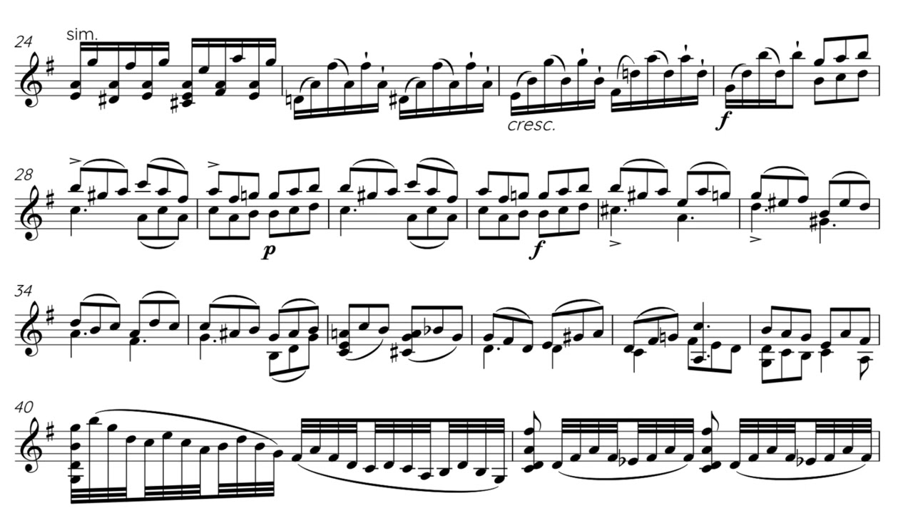 Prelude #3 in G Major for Solo Violin by Campagnoli - Score Video
