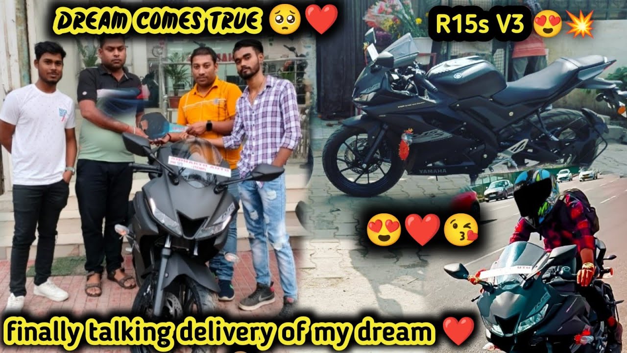 FINALLY TAKING DELIVERY OF MY DREAM BIKE❤️😍|| YAMAHA R15S V3 || SLMOTOFILMS || DARK KNIGHT EDITION😘