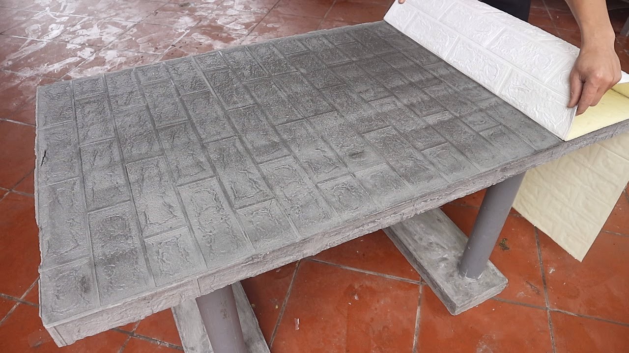 Projects Build Dining Table From Styrofoam Wall Stickers | DIY Make Cement Table At Home