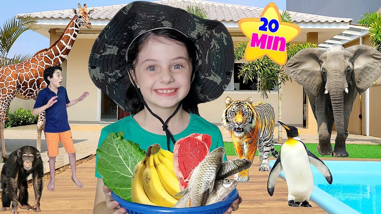 Mimi Julinha em Histórias Engraçadas sobre Animais, a Irmã Bebê e o BOI DA CARA PRETA para crianças