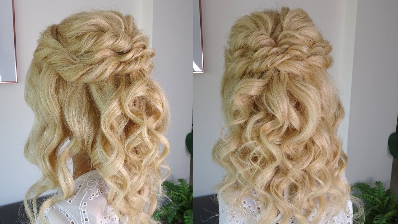 Curly half up half down hairstyle for long hair