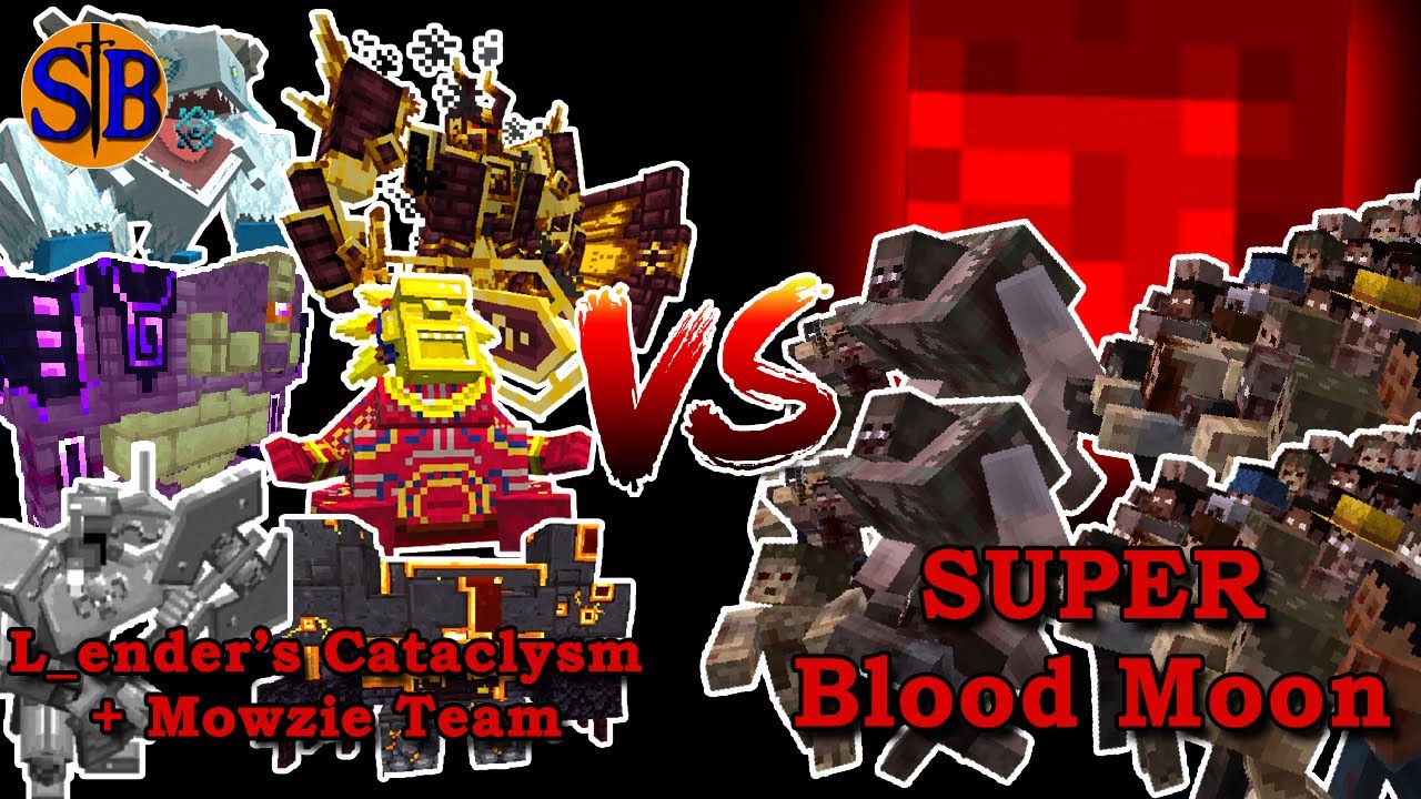 L_ender's Cataclysm and Mowzie's Mobs Team vs SUPER Blood Moon | Minecraft Mob Battle