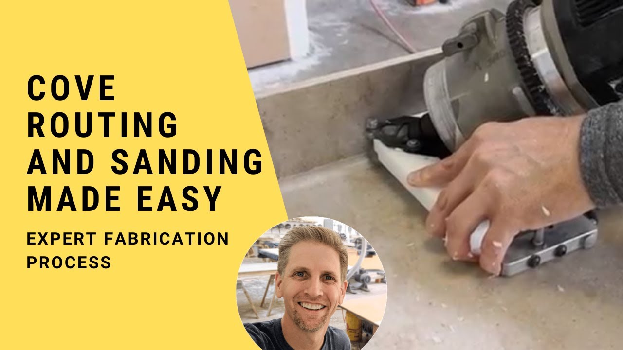 Solid Surface Cove Countertop Routing and Sanding - Expert Fabrication Process