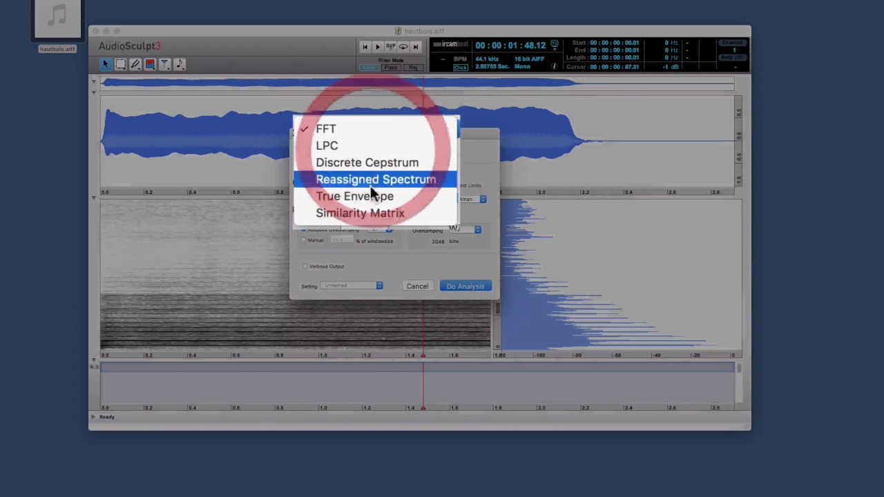 AudioSculpt 1 : découvrir le logiciel : le sonogramme / Discover AudioSculpt: The sonagram