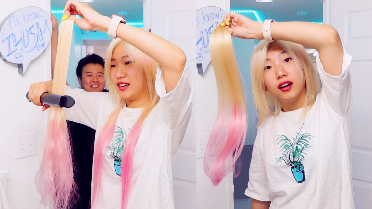putting in extensions for my mom‘s kpop dance class lol pt1