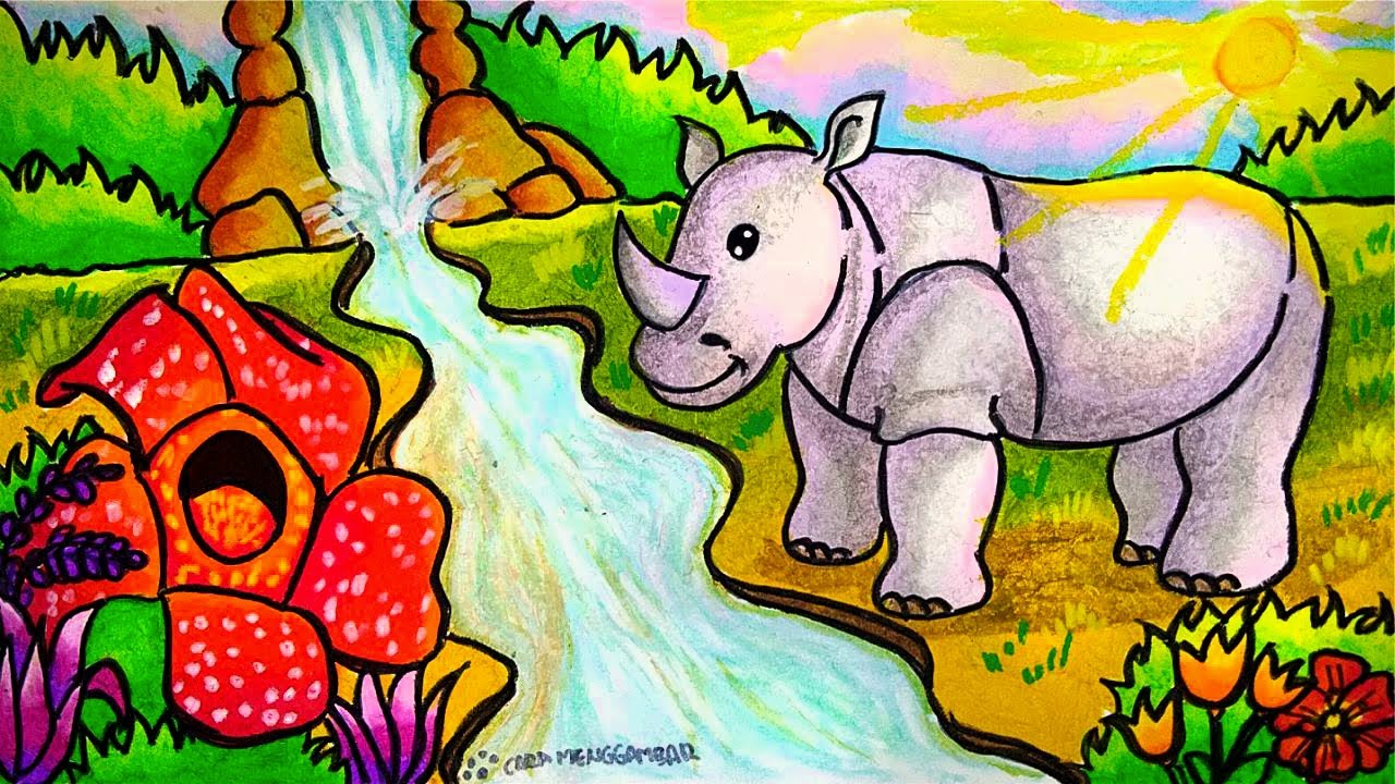 Cara Menggambar dan Mewarnai TEMA FLORA DAN FAUNA LANGKA DAN ALAM BENDA yang Bagus Mudah (Ep 202)