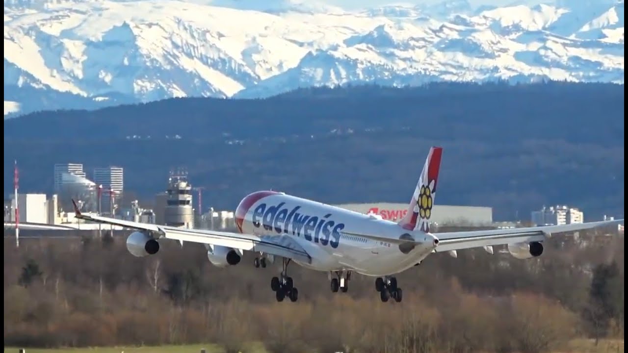 Zurich Airport Plane Spotting - Landings and Takeoffs from Runway 14 Viewpoint