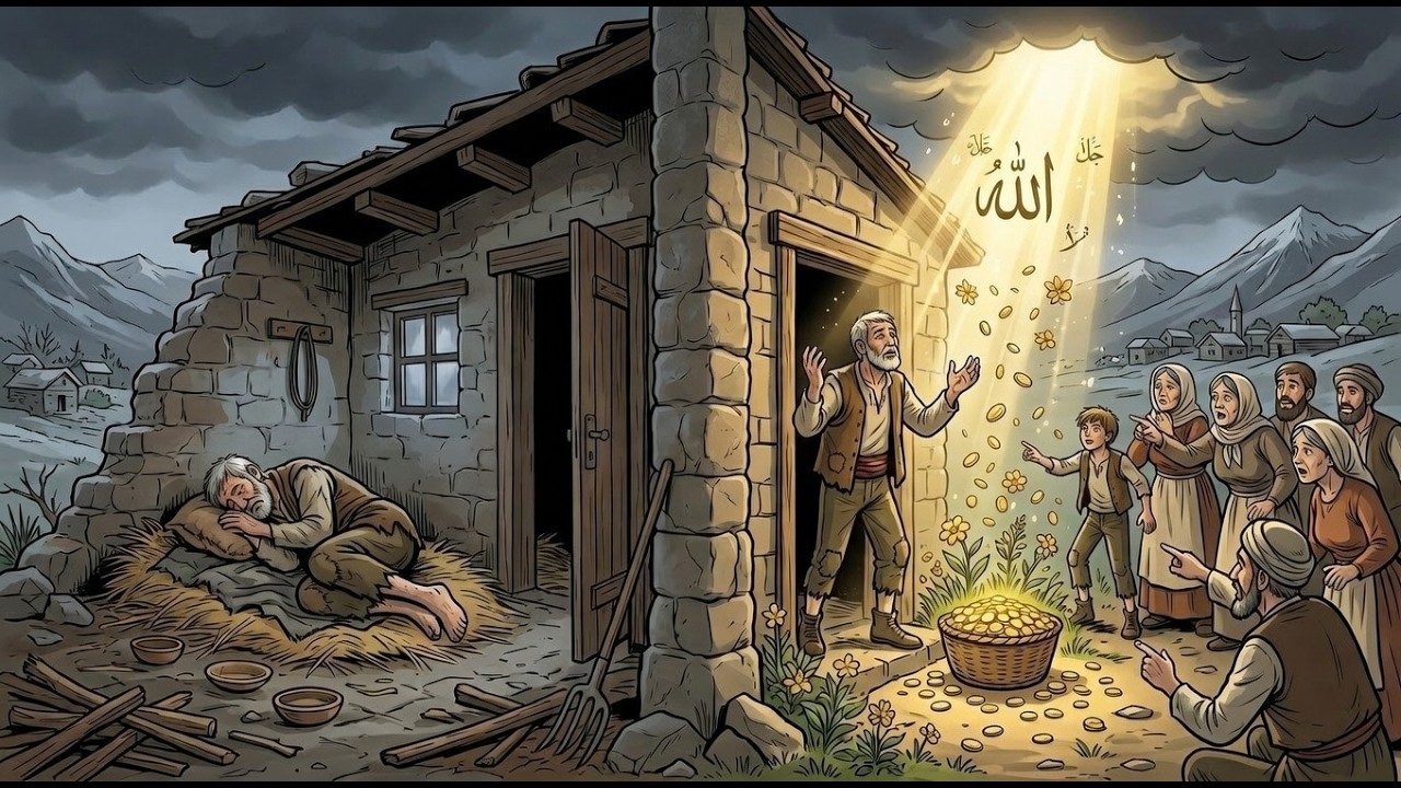 “Fakir Oduncu Aç Uyudu… Sabah Kapısında Olan Şey Herkesi Şok Etti!”