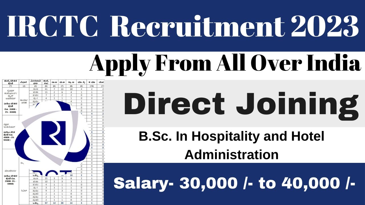 IRCTC Recruitment 2023 - Apply Online for Hospitality Monitor Post & Complete information