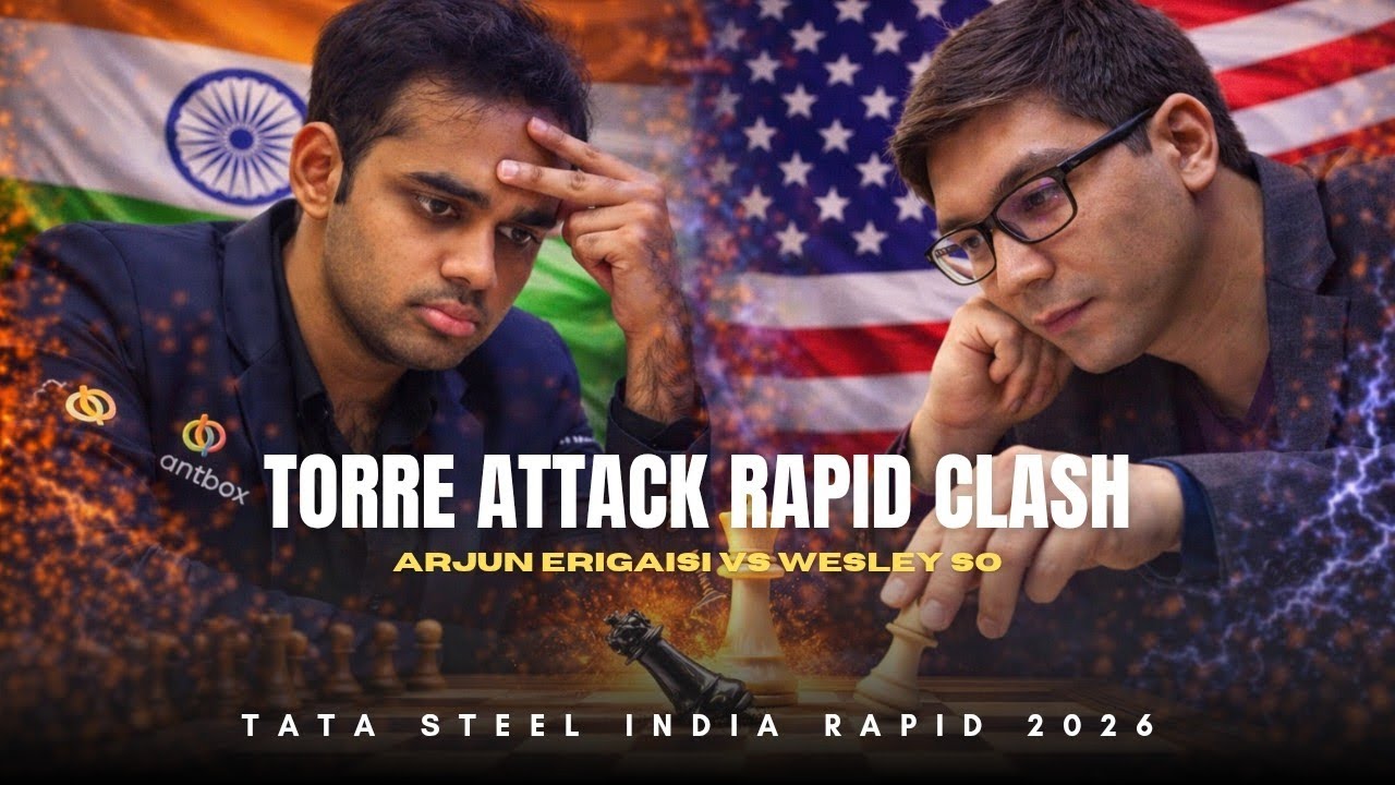 Arjun Erigaisi vs Wesley So ❗ Torre Attack Rapid Clash ❗ Tata Steel India Rapid 2026