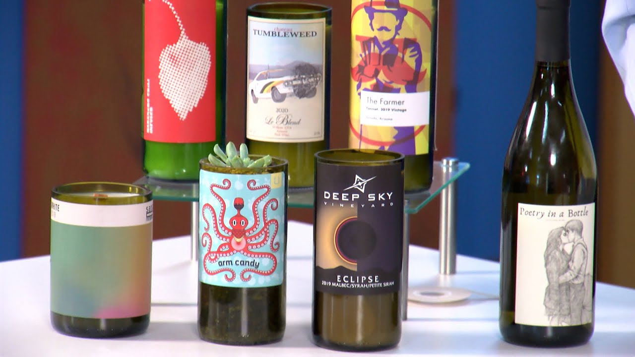 Handmade Candles Using Wine Bottles with Cactus Vine