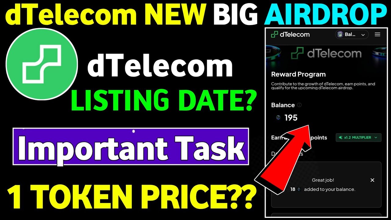dTelecom Airdrop Listing Date || dTelecom Airdrop New Update || dTelecom Airdrop Complete Guide