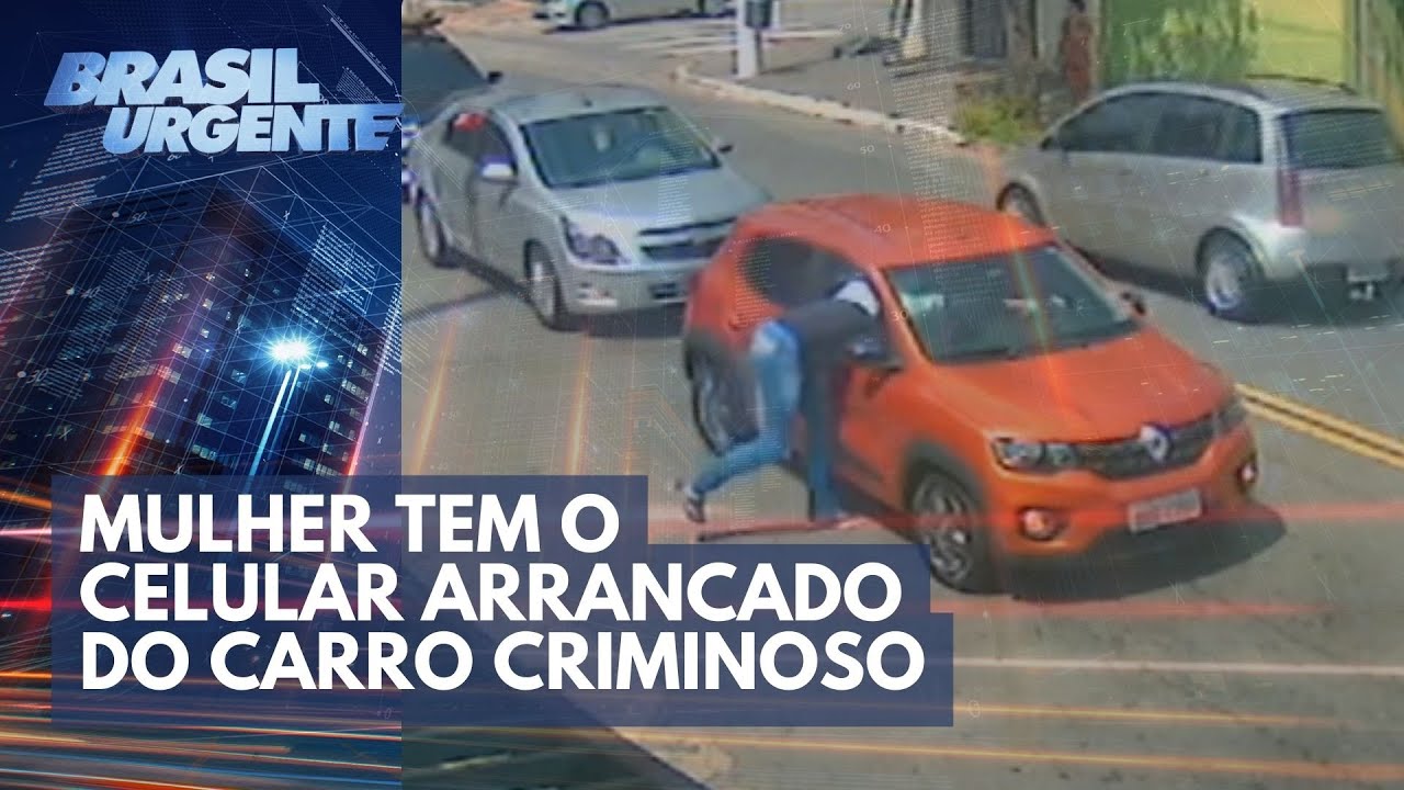 Gangue do quebra-vidro: mulher tem celular arrancado do carro | Brasil Urgente