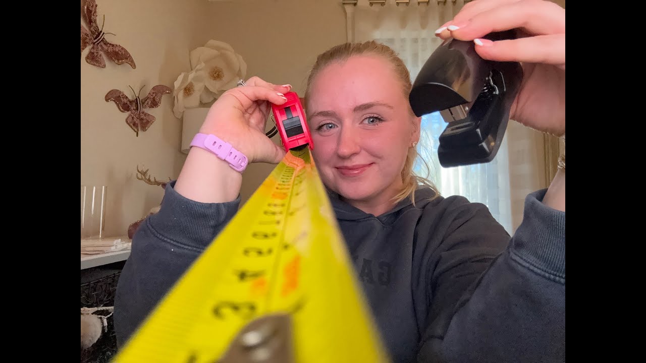 ASMR No Talking- Using My Office Supplies On You! Measuring, Stapling, Taping Your Face!