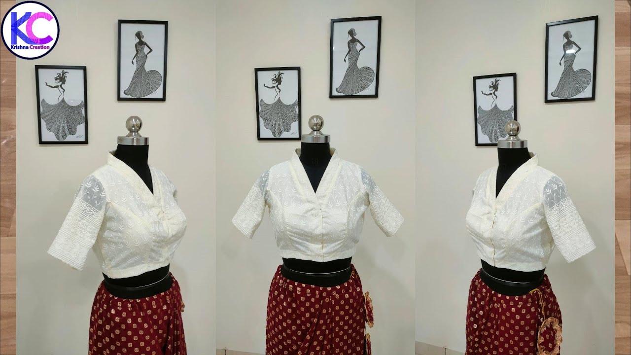 V- Neck Collar Blouse || Model Blouse || Krishna Creation