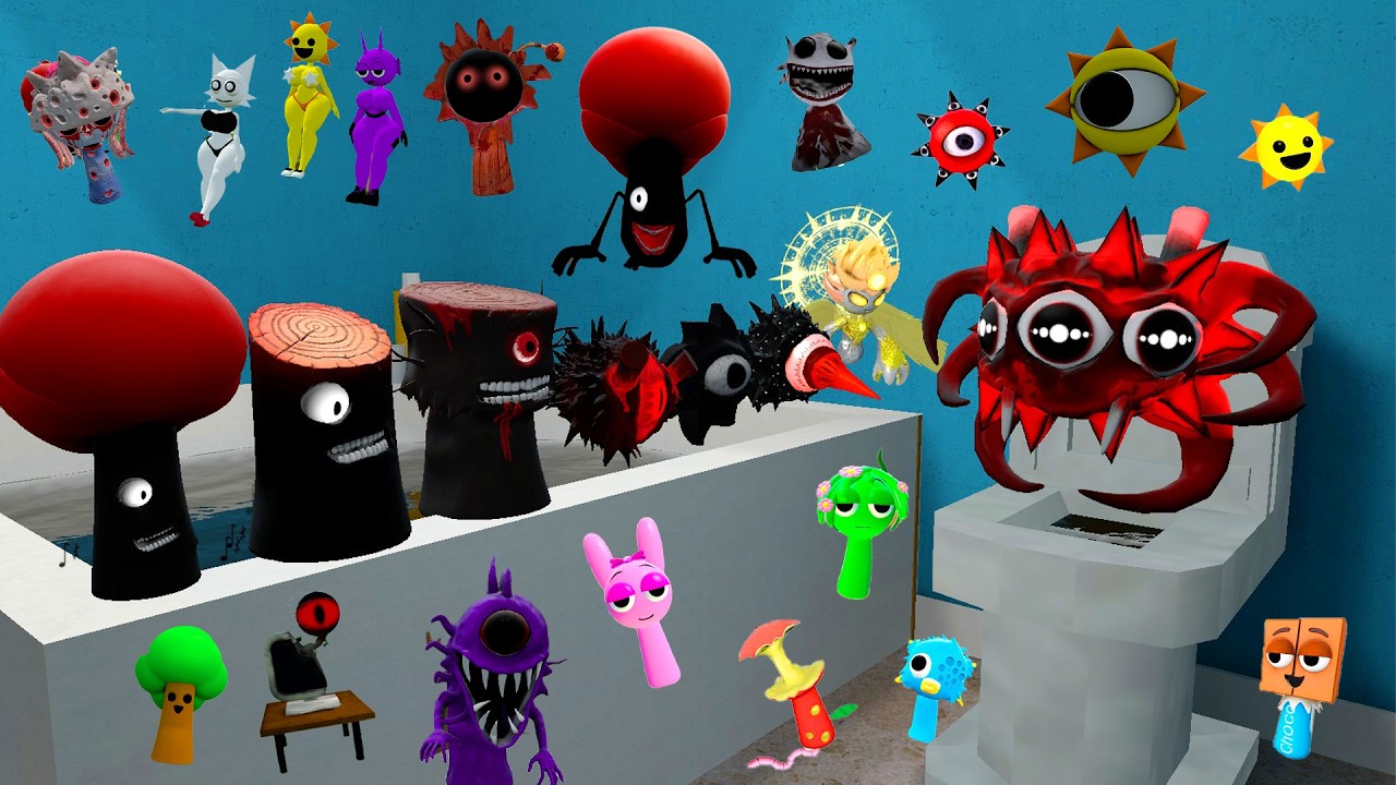 TOALETA NOWA PAN SŁOŃCE DRZEWO LIME EWOLUCJA HORROR SPRUNKI PIEŚŃ RODZINNA SPARTAN KICKING w Garry's Mod!
