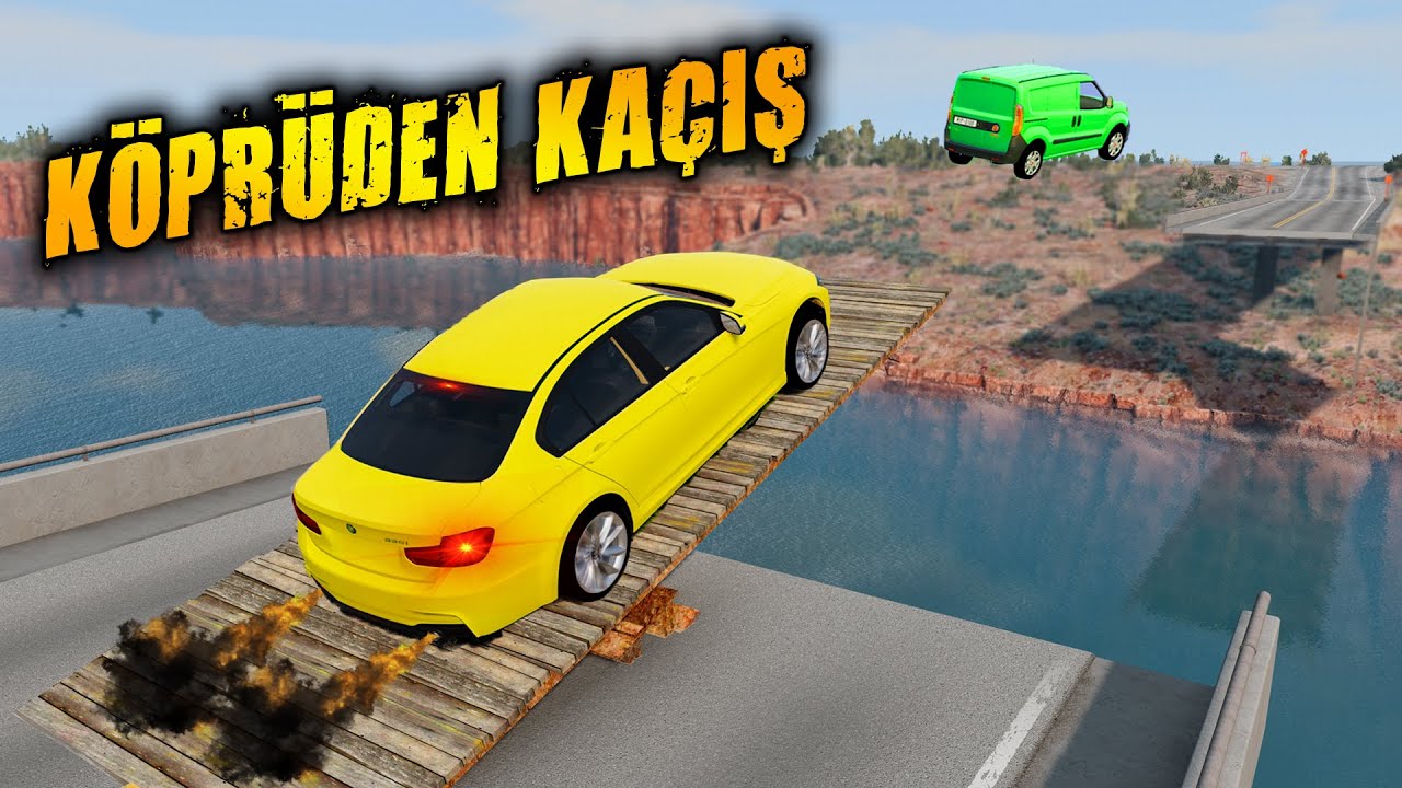 YIKILAN KÖPRÜDE UÇAN ARABALAR // ABSÜRT DENEY // BeamNG.drive // beamng CRASH TEST // Bridge VS CAR