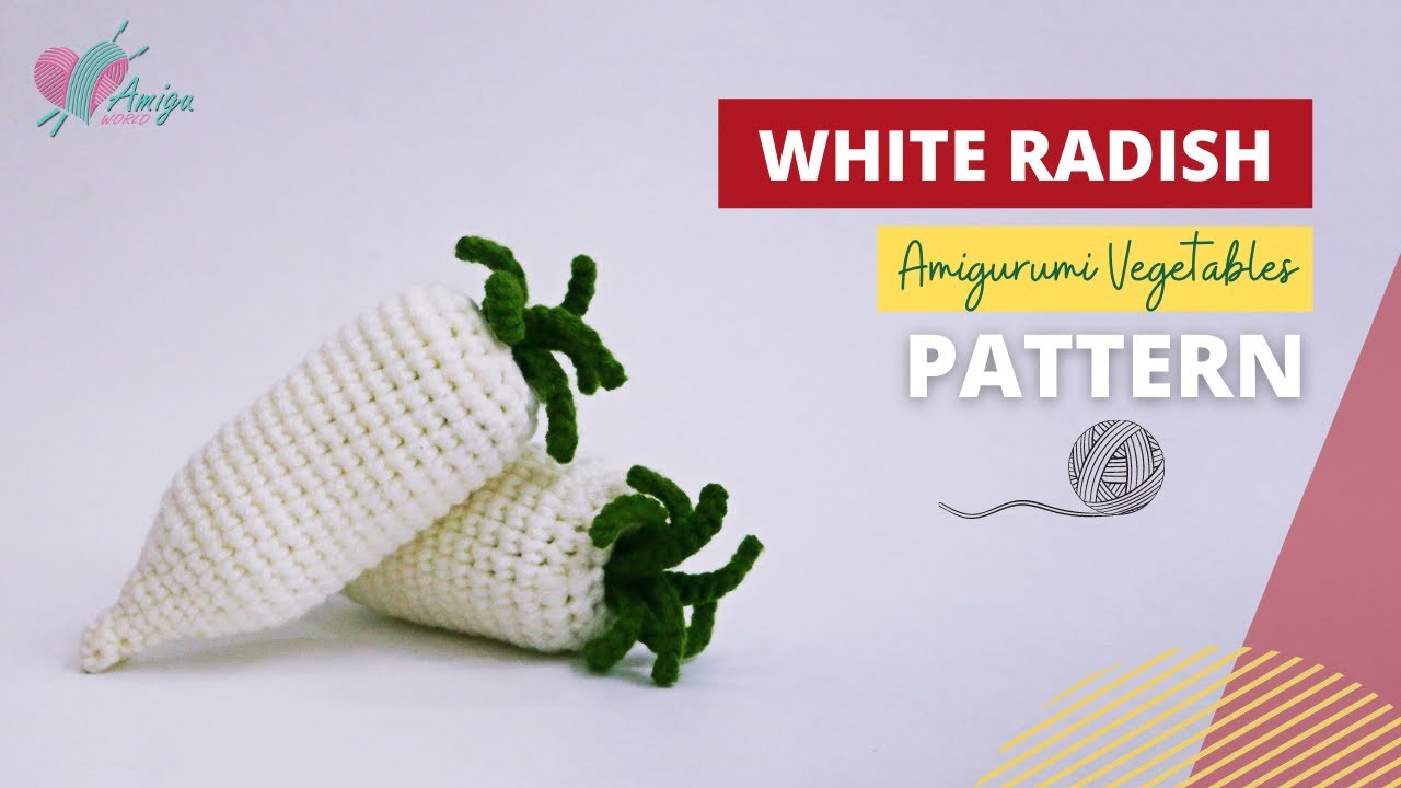 #062 | How to crochet amigurumi WHITE RADISH | Crochet amigurumi Vegetables | Free Pattern