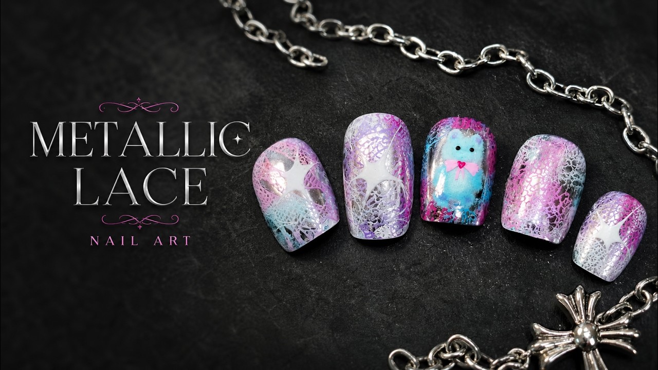 Stunning Metallic Lace Nail Art (Step-by-Step Tutorial) ✨