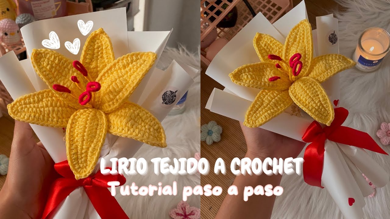 Tutorial lirio tejido a crochet | Flores tejidas a crochet