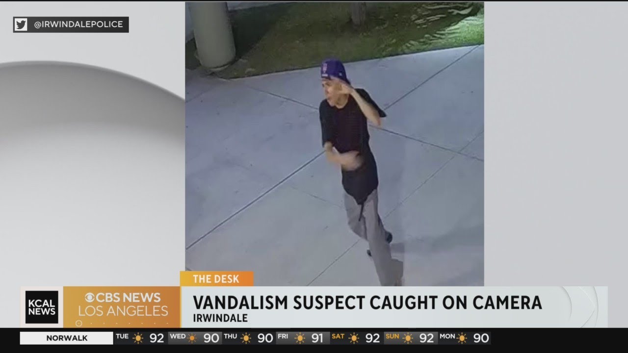 Vandal throws a rock through front glass doors of Irwindale Aquatic Center