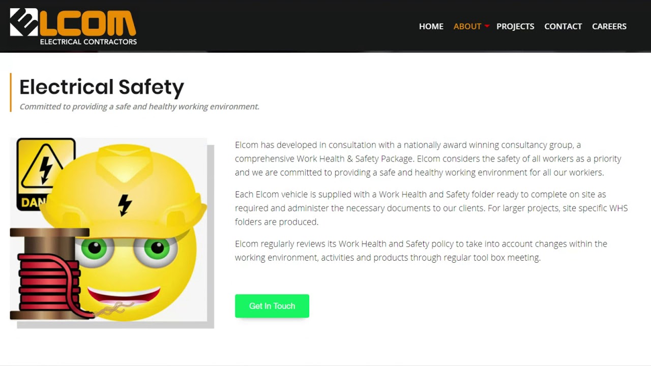 Elcom Electrical Contractors Canberra -  Neondragonfly Web Design Canberra  - Web Design Project