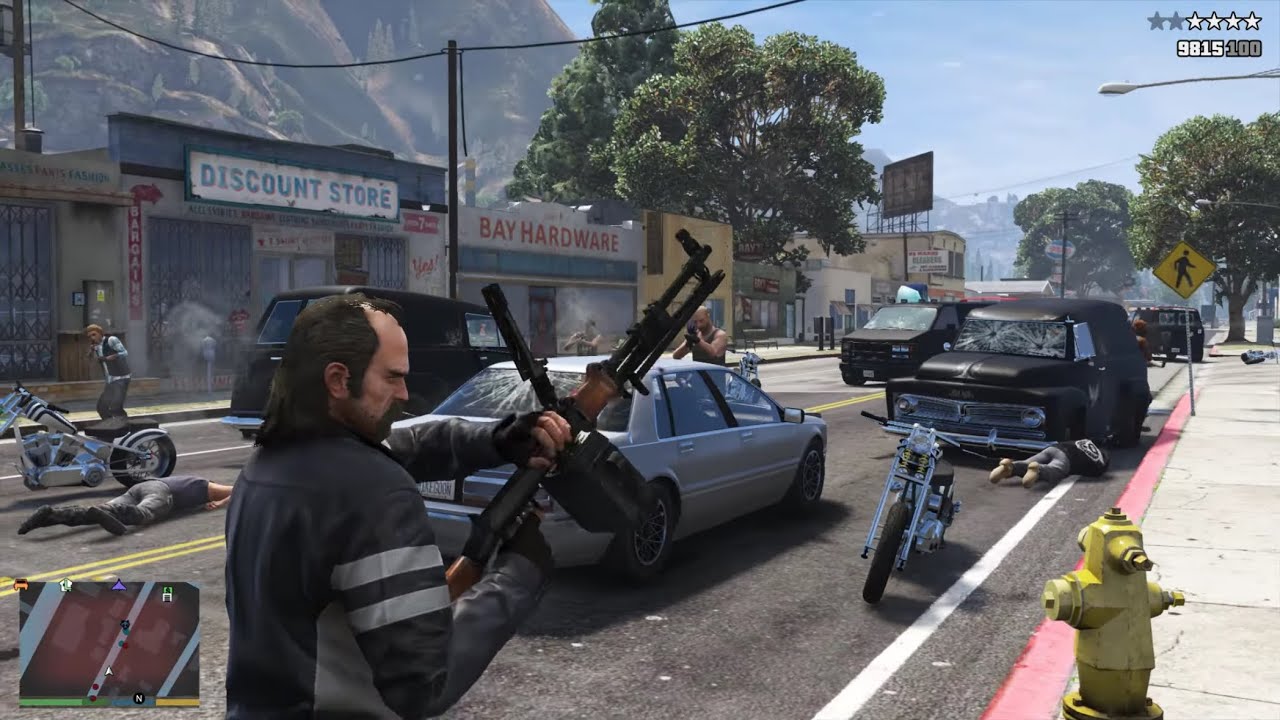 GTA 5 - Trevor vs The Lost MC Ambush in Paleto Bay + Ten Star Escape