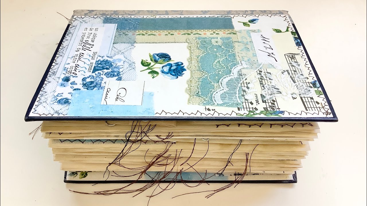 Blue collage journal flip through - Paper sounds, no talking