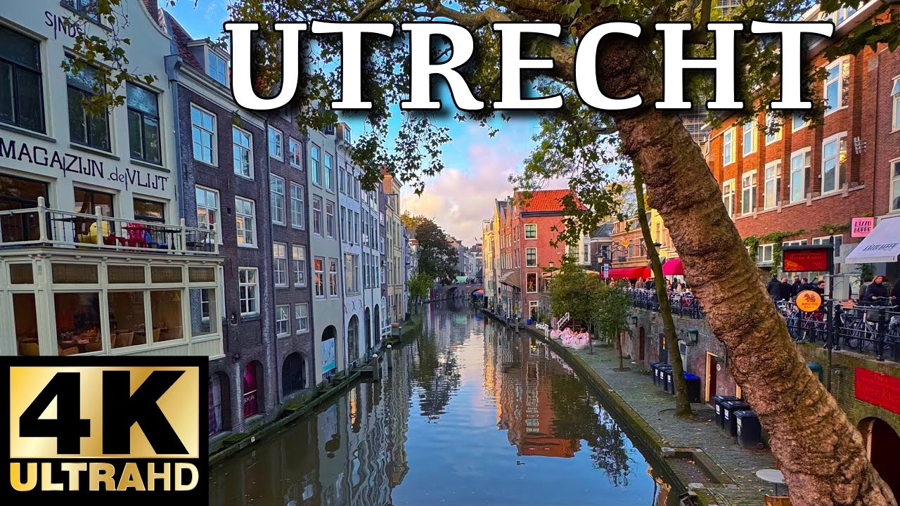 Netherlands, Utrecht 🇳🇱 Nieuwegracht, Oudegracht, Domkerk, Domtoren | November 2023 | 4K 60fps