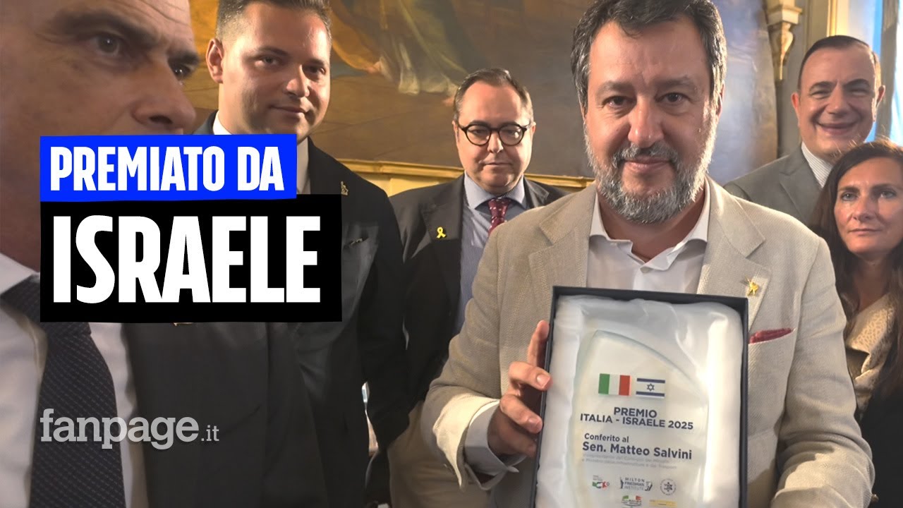 Salvini premiato come amico di Israele tra le polemiche. E lui non condanna i raid a Gaza