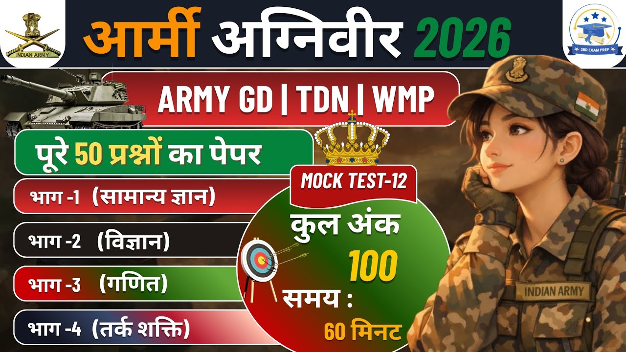 Army Agniveer Exam 2026 | Agniveer GD Question Paper 2026 | Army MOCK TEST 11 | Army Mock Test 2026