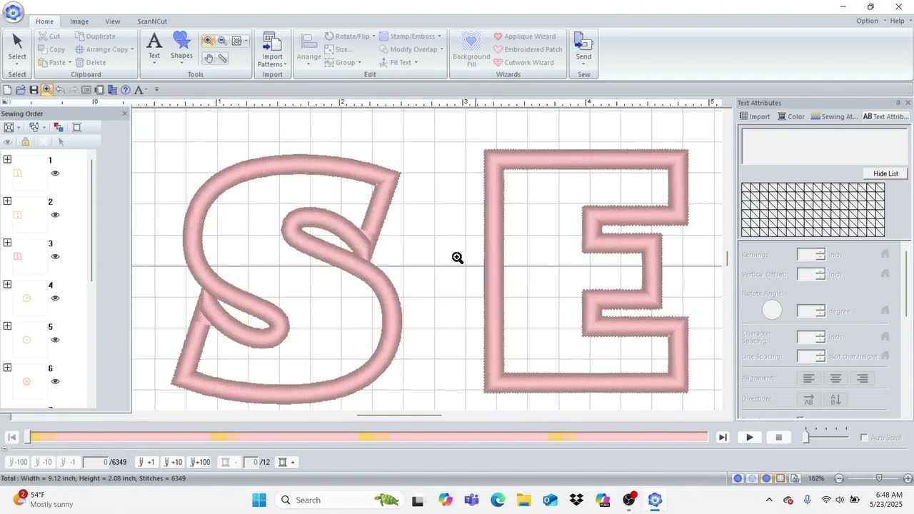 PE Design Fonts into Applique