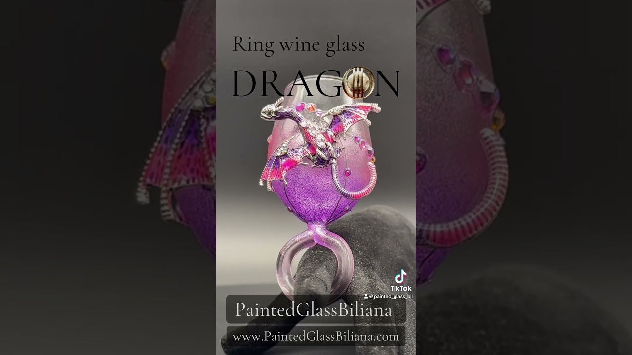 Purple dragon ring wine glass small 