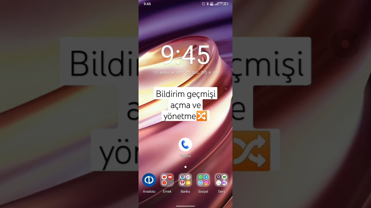 Android bildirim ge&ccedil;mişi y&ouml;netme #generalmobile #shorts #youtubeshorts #55