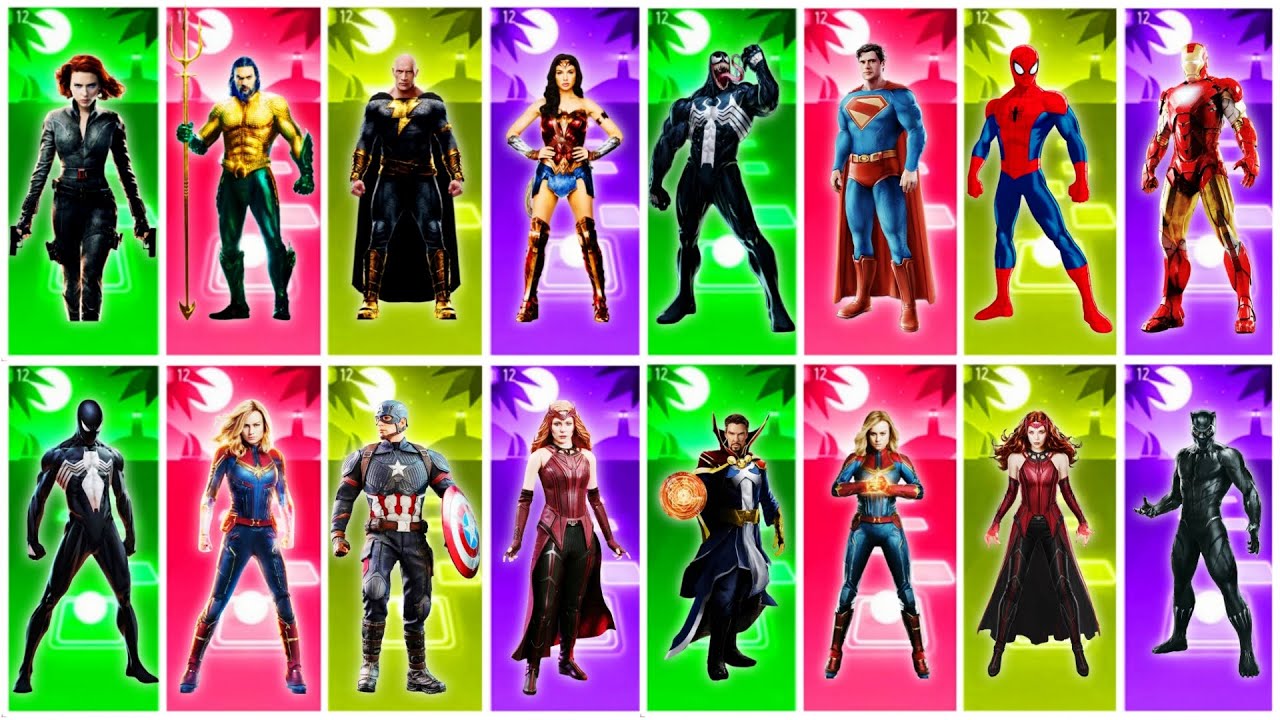 Aquaman 🆚 Spiderman 🆚 Wanda Vision 🆚 Doctor Strange - Tiles Hop EDM Rush