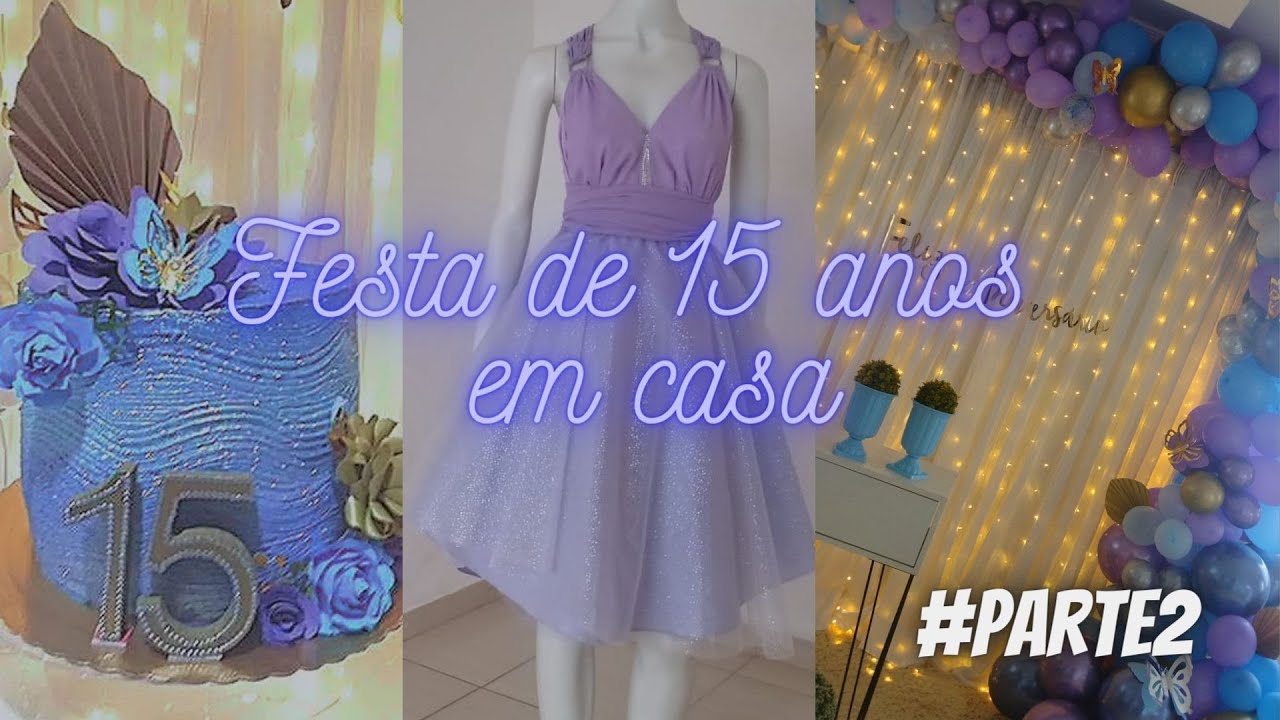 festa de 15 anos simples em 🏠 parte #2/fiz unhas+ customização do vestido.. ❤️