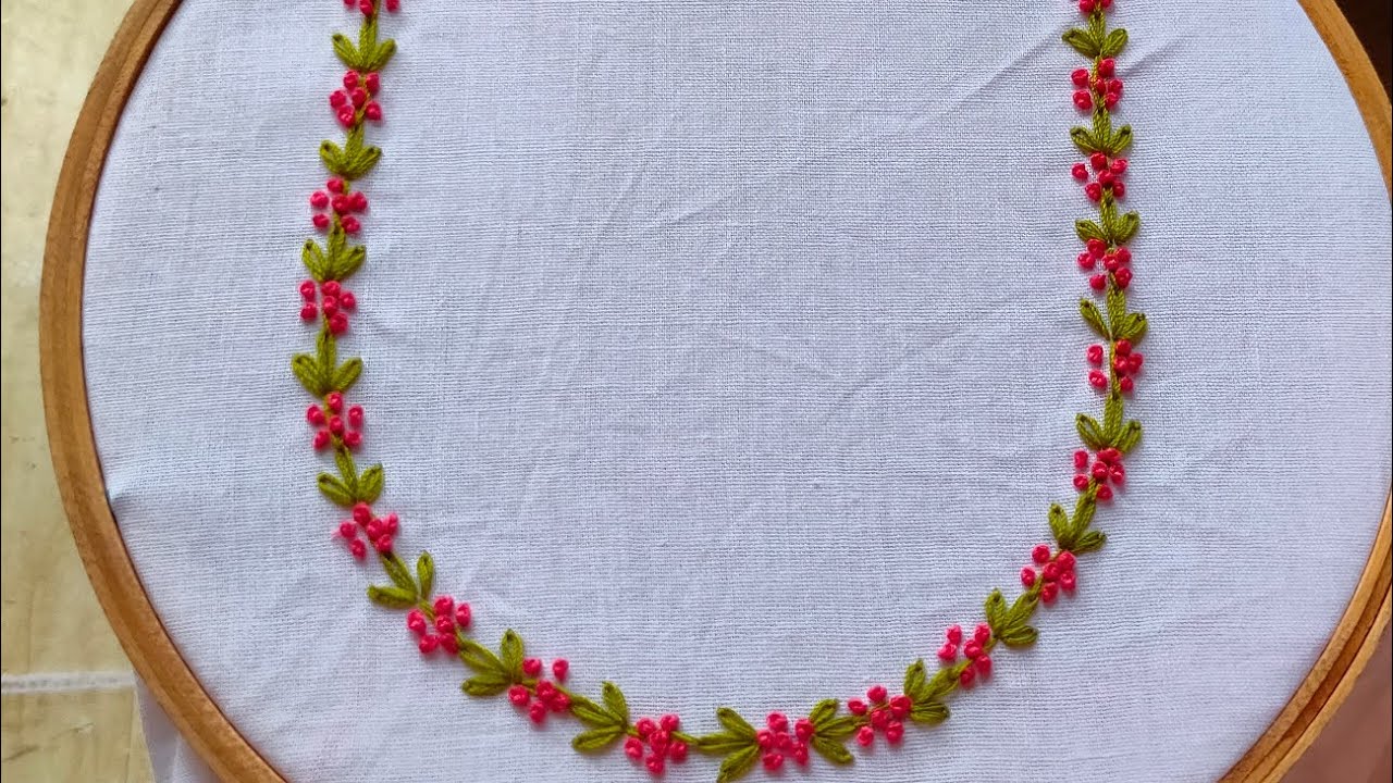 Creative Hand Embroidery Round Neck Design/कढ़ाई/(@ira creations 786)