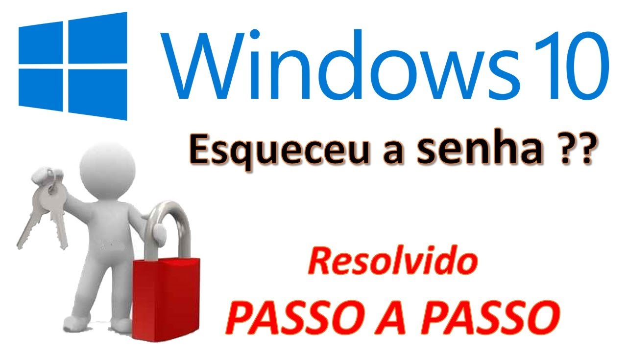 Esqueci a senha do Windows 10. Resolvido passo a passo (Outubro 2018). Serve também Win 7 e Win 8.