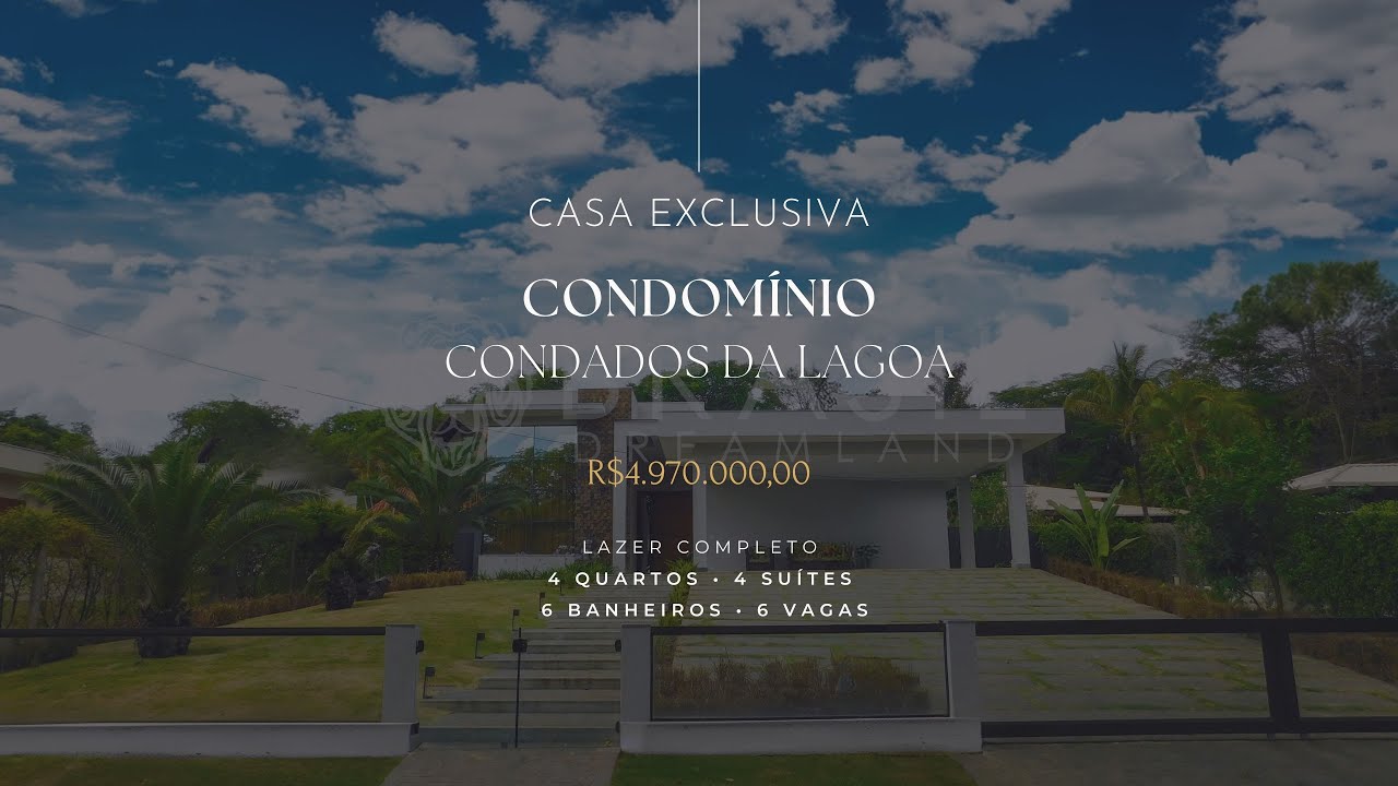 Casa a Venda Condados da Lagoa em Lagoa Santa em 4k - R$4.870.000,00