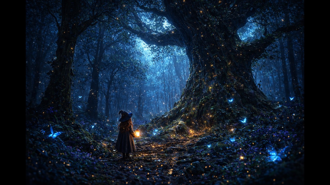 Magical Night Lake 🌙 Witch Girl Ambience | Fantasy Forest Sounds for Sleep, Relax & Study