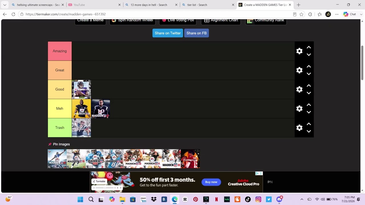 Ranking every madden tier list