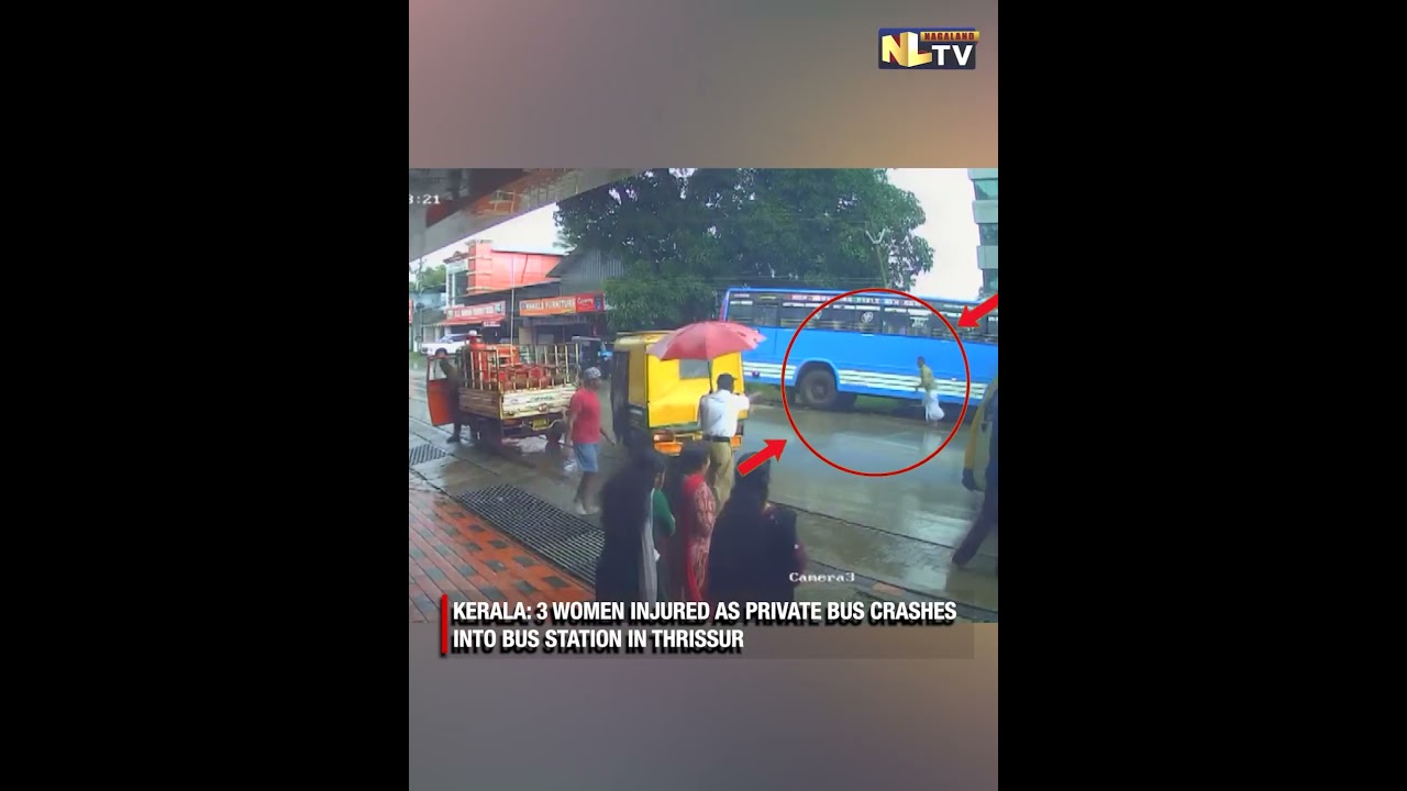 KERALA: 3 WOMEN INJURED AS PRIVATE BUS CRASHES INTO BUS STATION IN THRISSUR